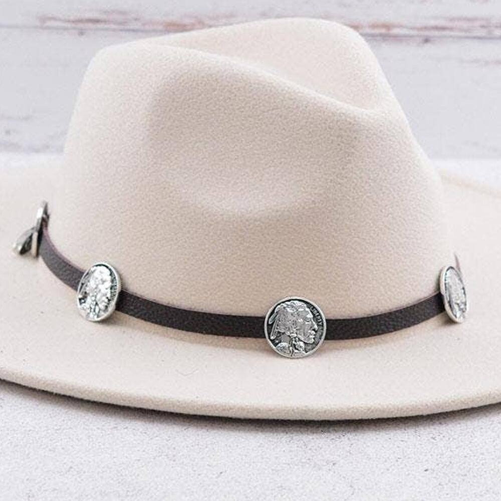 Tipi Western Coin Hat Band in Coffee